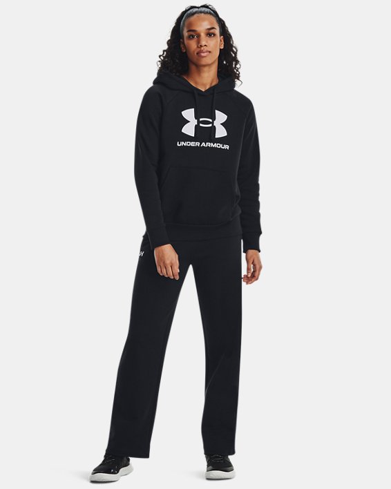 Women's UA Rival Fleece Big Logo Hoodie, Black, pdpMainDesktop image number 2